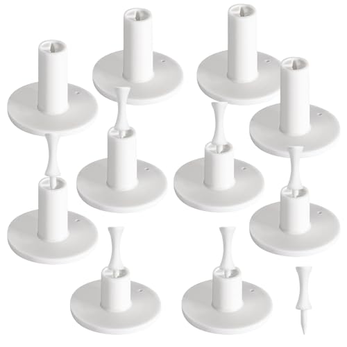 Rubber Golf Tees for Mats, Cross Shaped Golf Tee Holder Set for Driving Range & Simulator Practice, 5 Sizes 10p Unbreakable Tees & 20p Ball Stud for Indoor Outdoor Use (White)