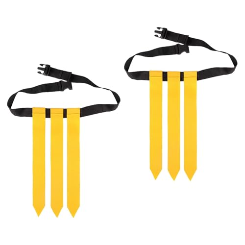 2Pcs Flag Football Belts Flag Football Set with Flags Rugby Waist Flag for Football - color: Yellow