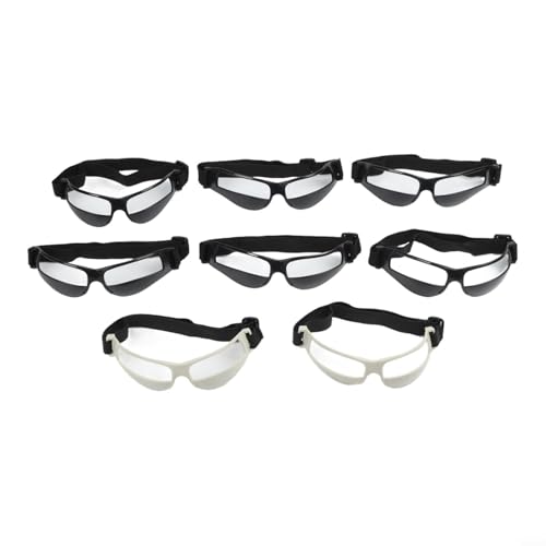 8PCS Basketball Dribbling Training Glasses, Adjustable Elastic Band Plastic Frame Sports Training Eyewear for Teens