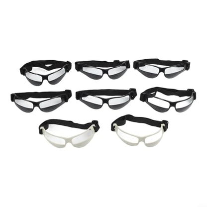 8PCS Basketball Dribbling Training Glasses, Adjustable Elastic Band Plastic Frame Sports Training Eyewear for Teens