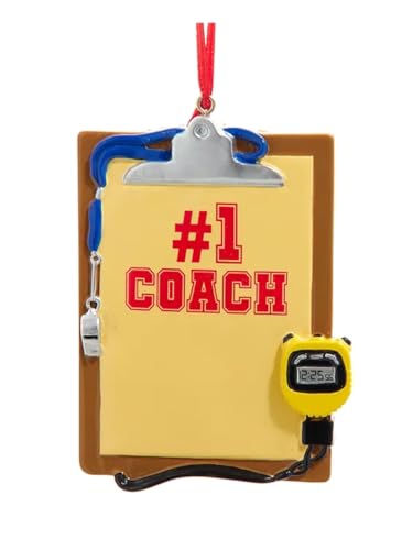 The Bridge Collection #1 Coach Clipboard Ornament with Whistle and Stopwatch Christmas Ornament Gift for Coaches - Sports- Team or Individual Sports