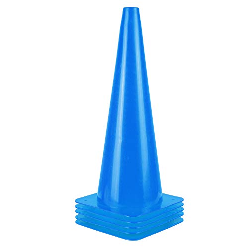 [5 Pack] 18 inch Traffic Cones, Safety Road Parking Cones,Agility Field Marker Cones for Soccer Basketball Football Drills Training, Outdoor Sport Activity & Festive Events– (5 Color Options) - color: 5 Pack, Blue