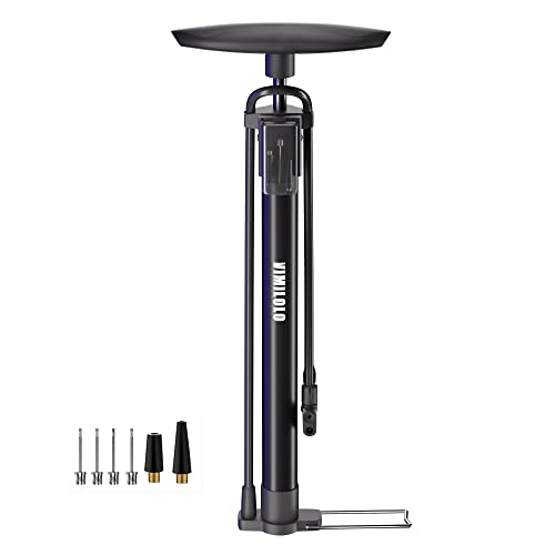 Bike Floor Pump, Bicycle Pump with Dual Presta & Schrader Valve Head, High Pressure Bicycle Tire Inflator, Portable Hand Air Pump for Road & Mountain Bikes, Strollers and Balls - style: Portable/No Gauge