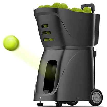 Tennis Ball Machine, Portable Automatic Tennis Trainer, with Remote Control, Mobile APP Control, Loading Capacity 100 Balls, Serving Frequency 1.8-8.8s, for Training and Practice