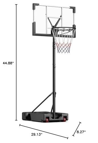 Basketball Hoop Outdoor, 10FT Height Adjustable 45 Inch Shatterproof Backboard Portable Basketball Hoops Goals System with 2 Wheels for Backyard/Driveway/Indoor/Court - style: 01 Black