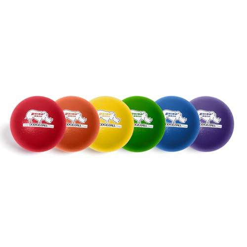 Champion Sports® Rhino Skin® Low Bounce Dodgeball Sets & Singles for Playground, PE, Backyard & League Games – Team Sports Equipment for Youth & Adults - color: Assorted, size: 8 Inch - Set of 6 Balls