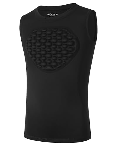 Youth Baseball Chest Protector Padded Compression Shirt Heart Sternum Guard Football Baseball Softball Lacrosse Goalies - color: Black, size: X-Small