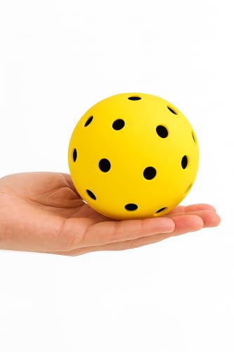 Pickleball Training Ball, Indoor Outdoor Practice Ball, Yellow with Black Holes, Plastic, Lightweight Design
