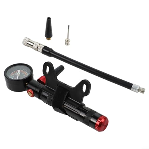 Aluminum Alloy Bike Pump with Gauge, Portable CK2 Inflator for Mountain Road Bikes, Dual Valve, Ball Needle Included for