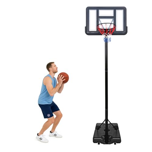 Basketball Hoop Outdoor 10ft Adjustable, Portable Basketball Hoop Goal System in Backyard/Driveway/Indoor, 32 Inch Shatterproof Backboard and Larger Base