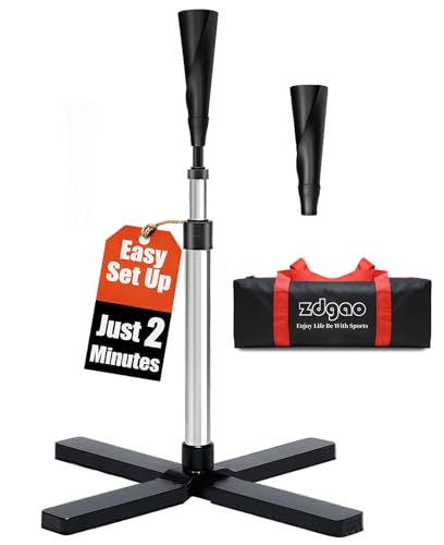 TARUMG Portable Batting Tee for Baseball/Softball, Height Adjustment from 25-47 inches, Heavy Duty Baseball Tee with Detachable Rubber Top, Easy Assembly Hitting Tee for Kids/Youth/Adults - style: Plus Set&Silver 25‘’-47‘’