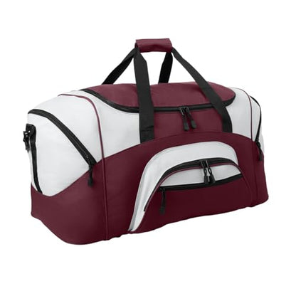 Personalized Large Duffel Bag, Football, Soccer, Basketball, Baseball Duffle Bag, Athlete Gift, Sport Bag, Embroidered Name, Maroon/Grey - color: Maroon/Grey