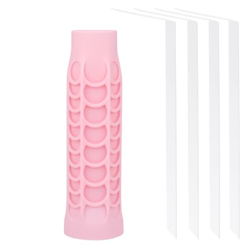Silicone Pickleball Paddle Grip Cover | Non-Slip Shock Absorbing Handle Sleeve | Anti-Twist Internal Texture with Easy-Install Strips for Enhanced Control & Sweat Resistance - color: Pink