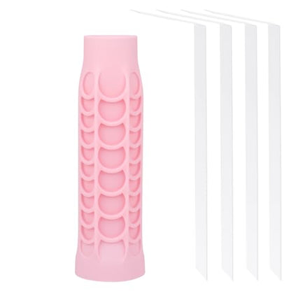 Silicone Pickleball Paddle Grip Cover | Non-Slip Shock Absorbing Handle Sleeve | Anti-Twist Internal Texture with Easy-Install Strips for Enhanced Control & Sweat Resistance - color: Pink