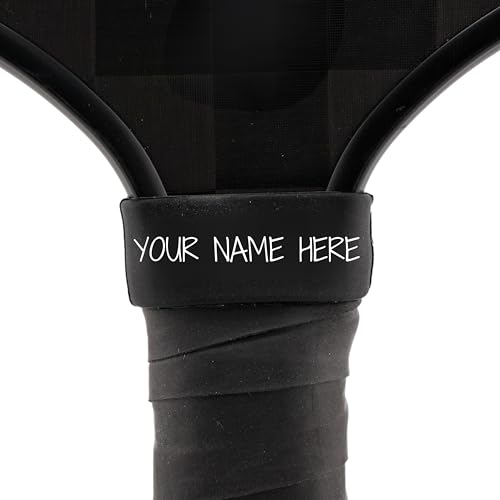Custom Pickleball Paddle Name Band Tag – Personalized Grip Accessory for Players | Paddle Gifts for Pickleball, Tennis, Racquetball | Ships Fast from USA - color: Jet Black