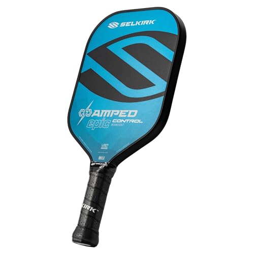 Selkirk Sport Amped Control Pickleball Paddle | Precision & Control Fiberglass Pickleball Paddles | 16mm X5 Core | Made in USA - color: Blue | Midweight, size: Epic (All-Around)