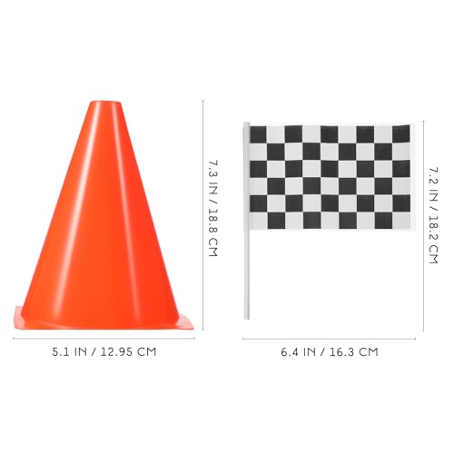 Totority Racing Cones with Hand Waving Flags Set 12 Pcs 10 Inch Traffic Cones for Outdoor Sports Agility Drills and Race Car Party Safety Signals