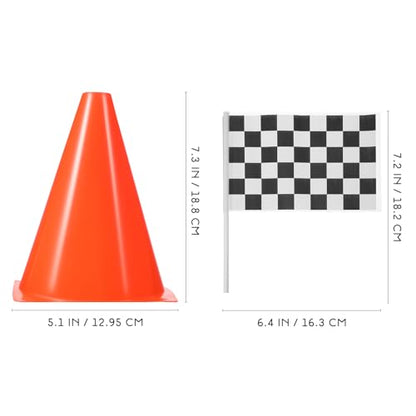 Totority Racing Cones with Hand Waving Flags Set 12 Pcs 10 Inch Traffic Cones for Outdoor Sports Agility Drills and Race Car Party Safety Signals