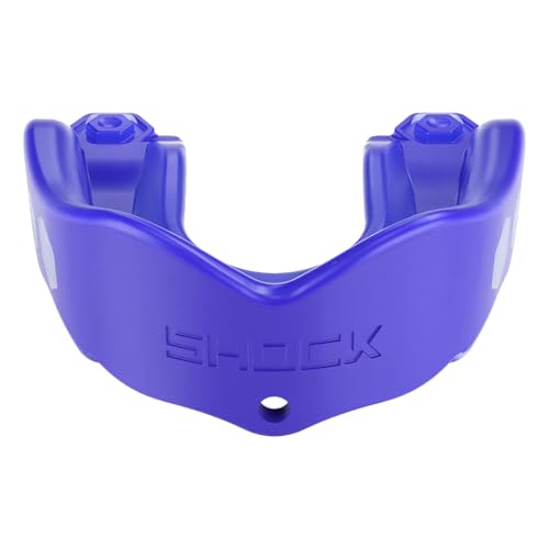 Shock Doctor Mouth Guard Sports, Hockey, Lacrosse, Baseball, Wrestling Moutguard, Gel Max Heavy Duty Protection & Custom Fit, Football Mouth Guard with Strap, Adult & Youth Mouthguard - color: Blue, size: Youth, style: Non-flavored
