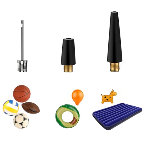 Bicycle Valve Adapter Set, Replacement Pump Head with Dual Valves for All Bicycles Car, Bike Valve Converter, Ball Pump Connection Hose, Ball Pump Needles, Air Pump Adapter for Bicycle Pumps