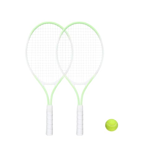Children's Tennis Racket for 2 Players, Suitable for Beginners, pre Worn 27 inch Lightweight Children's Racket, Suitable for Boys and Girls, Equipped with Tennis - color: Green