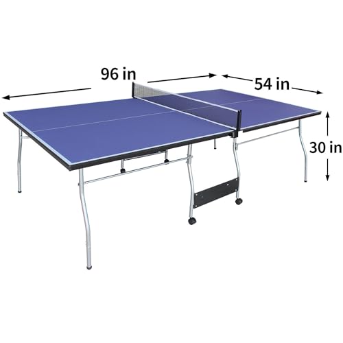 Table Tennis Table 4.5 FT / 6 FT / 8 FT / 9 FT Foldable Portable Ping Pong Table with 2 Table Tennis Paddles 3 Balls and Net for Indoor Outdoor Games
