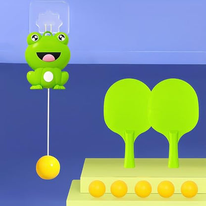 Cartoon Door Ping Pong Game Over The Door, Adjustable Doorway Game Pingpong Trainer, Door Jam Pingpong Starter Kit, Portable Table Tennis Exerciser Set with 2 Rackets and 5 Balls