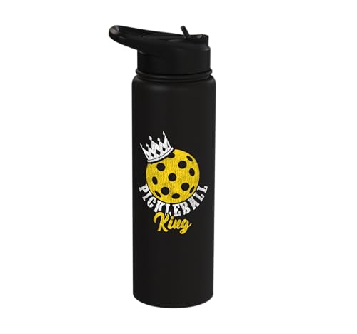 Funny Pickleball Pun Paddle I'm Just Here For The Dinks Stainless Steel Insulated Water Bottle - color: Black
