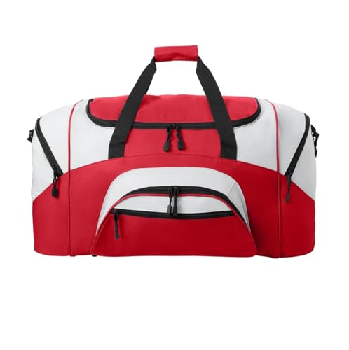 Personalized Large Duffel Bag, Football, Soccer, Basketball, Baseball, Athlete Gift, Sport Bag, Embroidered Name, Red/Grey - color: Red/Grey