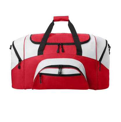 Personalized Large Duffel Bag, Football, Soccer, Basketball, Baseball, Athlete Gift, Sport Bag, Embroidered Name, Red/Grey - color: Red/Grey