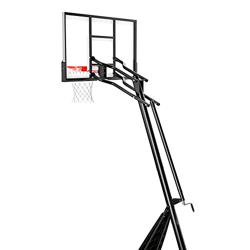 Spalding Ultimate Hybrid Portable Basketball Hoop | Adjustable Height from 7.5' to 10' in Infinite Increments | Arena Slam Breakaway Rim - color: 54" - Acrylic Backboard - Black