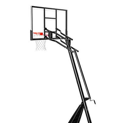Spalding Ultimate Hybrid Portable Basketball Hoop | Adjustable Height from 7.5' to 10' in Infinite Increments | Arena Slam Breakaway Rim - color: 54" - Acrylic Backboard - Black