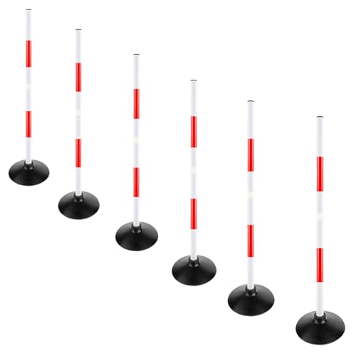 Red-White Soccer Agility Pole Set Rubber Base Dribbling Stick Traffic Warning Sign Pole Multifunctional Training Pole - color: Pack of 6, style: 3.3 FT