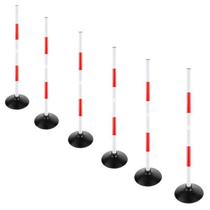 Red-White Soccer Agility Pole Set Rubber Base Dribbling Stick Traffic Warning Sign Pole Multifunctional Training Pole - color: Pack of 6, style: 3.3 FT