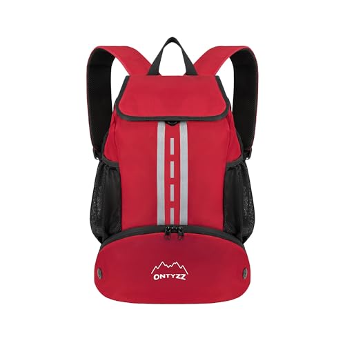 ONTYZZ Sports Backpack with Drawstring Closure Basketball Backpack with Shoe Compartment Swim Beach Bag - color: Basics-Red