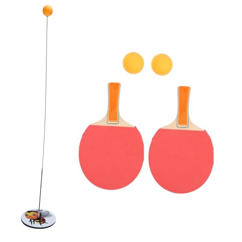 Kisangel Table Tennis Training Device Elastic Shaft Racket for Play Reflexes Coordination Includes Paddles Balls - color: Assorted Color