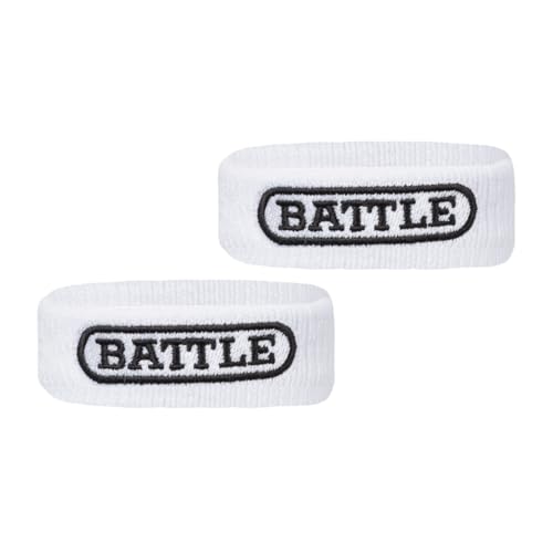 Battle Football Armbands - High-Performance Bands for Football Athletes - Includes 2 Bicep Bands - Ultra-Soft Material to Wick Away Sweat and Keep Hands Dry and Comfortable - Machine Washable - color: White