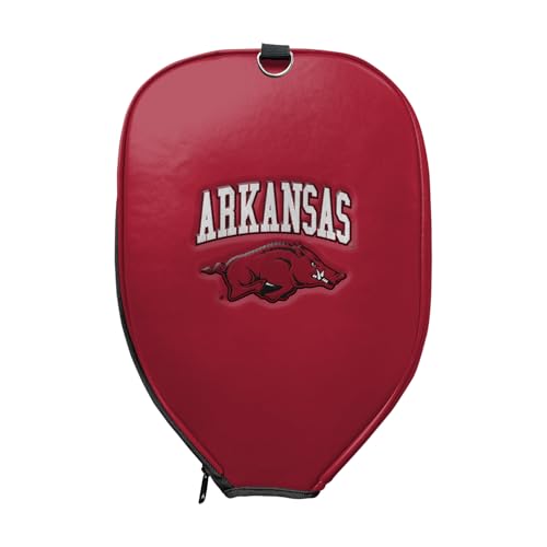 Officially Licensed Collegiate Pickleball Paddle Cover - Lightweight PU Leather Material - Durable Foam Interior Protection with Zippered Closure - Fits Most Paddles on the Market - color: Arkansas Razorbacks