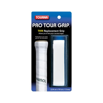 Tourna PRO Tour Grip Thin Replacement Tennis Grip 1.5mm - style: White