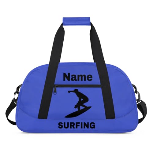 Custom Sport Duffel Bag Surfing Personalized Name Sports Bag Overnight Weekender Bag Waterproof Travel Sport Gym Bags, Blue - color: Blue, style: Surfing