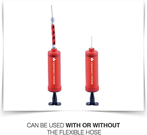 The Friendly Swede Ball Pump for Sports Balls — Hand Air Pump Including Needles and Nozzles - Built-in Needle Storage & Flexible Hose - Suitable for Basketball, Soccer, Volleyball - Multipack