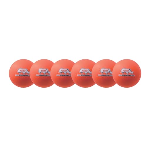 Champion Sports® Rhino Skin® Low Bounce Dodgeball Sets & Singles for Playground, PE, Backyard & League Games – Team Sports Equipment for Youth & Adults - color: Neon Orange, size: 6 Inch - Set of 6 Balls