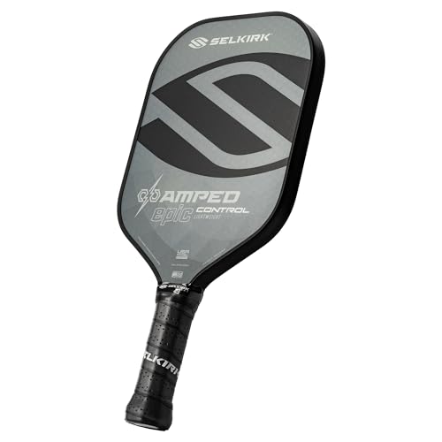 Selkirk Sport Amped Control Pickleball Paddle | Precision & Control Fiberglass Pickleball Paddles | 16mm X5 Core | Made in USA - color: Gray | Midweight, size: Epic (All-Around)