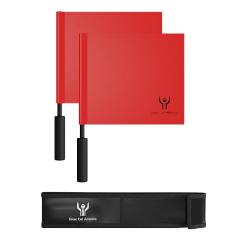 Great Call Athletics | Volleyball Pro Red Flag Set With Case | Referee 2 Pieces Line Judge Linesman Soccer Track Official