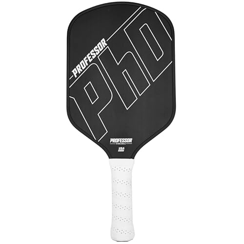 Professor PhD Raw Carbon Fiber Premium Pickleball Paddle Racket - USA Pickleball Approved - Honeycomb Core - Power & Control - color: PHD - Black Edge