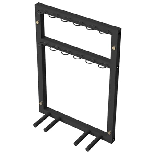 Ping Pong Paddles Holder Wall Mount, Metal Table Tennis Storage Rack for Game Room/ Man Cave/ Apartment - Holds 6 Paddles & 12 Balls, Space Saving Display Stand Holder Shelf Sport Equipment Organizer