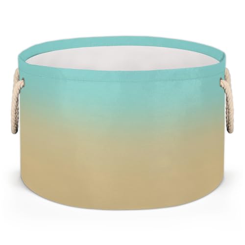 Pardick Large Round Storage Basket Beige Blue Gradient Collapsible Circle Storage Bin Basket Laundry Hamper With Handle for Kids Boy Girls Toy Bedroom Living Room Nursery Room Decor Storage Organizer - color: Print 20
