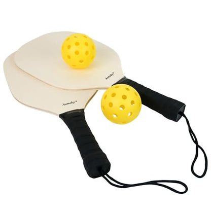 Aoneky Wood Pickleball Paddle Set for Indoor or Outdoor - style: Paddles with Portable Net