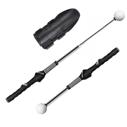 Retractable Golf Swing Trainer with Wrist Support Brace, Golf Grip Trainer & Swing Aid for Right Hand, Adjustable Golf Training Equipment for Strength & Tempo Training, Indoor Outdoor Practice