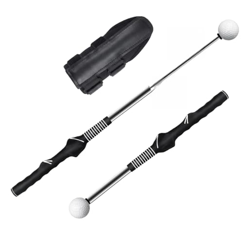 Retractable Golf Swing Trainer with Wrist Support Brace, Golf Grip Trainer & Swing Aid for Right Hand, Adjustable Golf Training Equipment for Strength & Tempo Training, Indoor Outdoor Practice